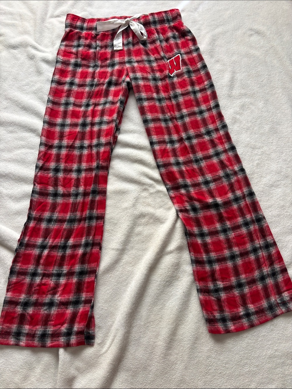 Plaid Red Flannel Pajama Pants with W Patch - Women